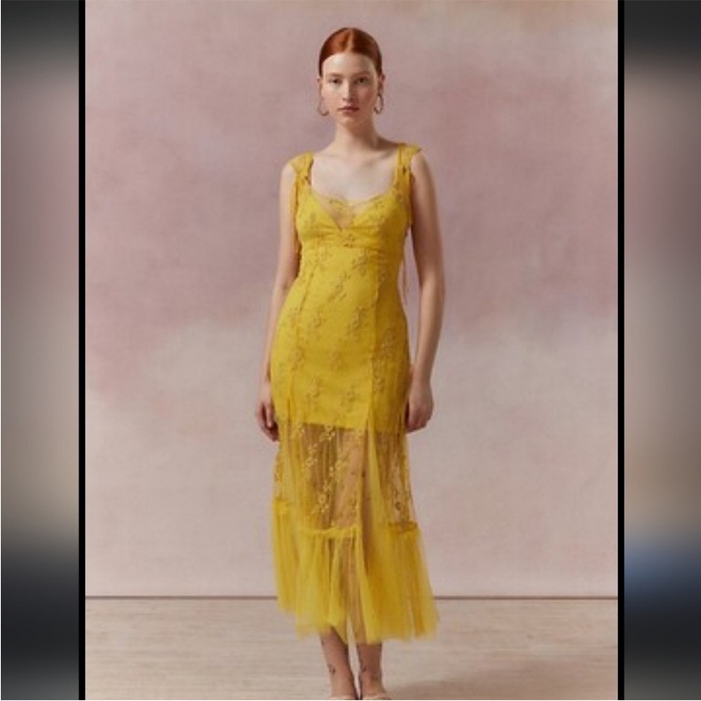 UO Mesh Yellow Maxi Dress, NWOT